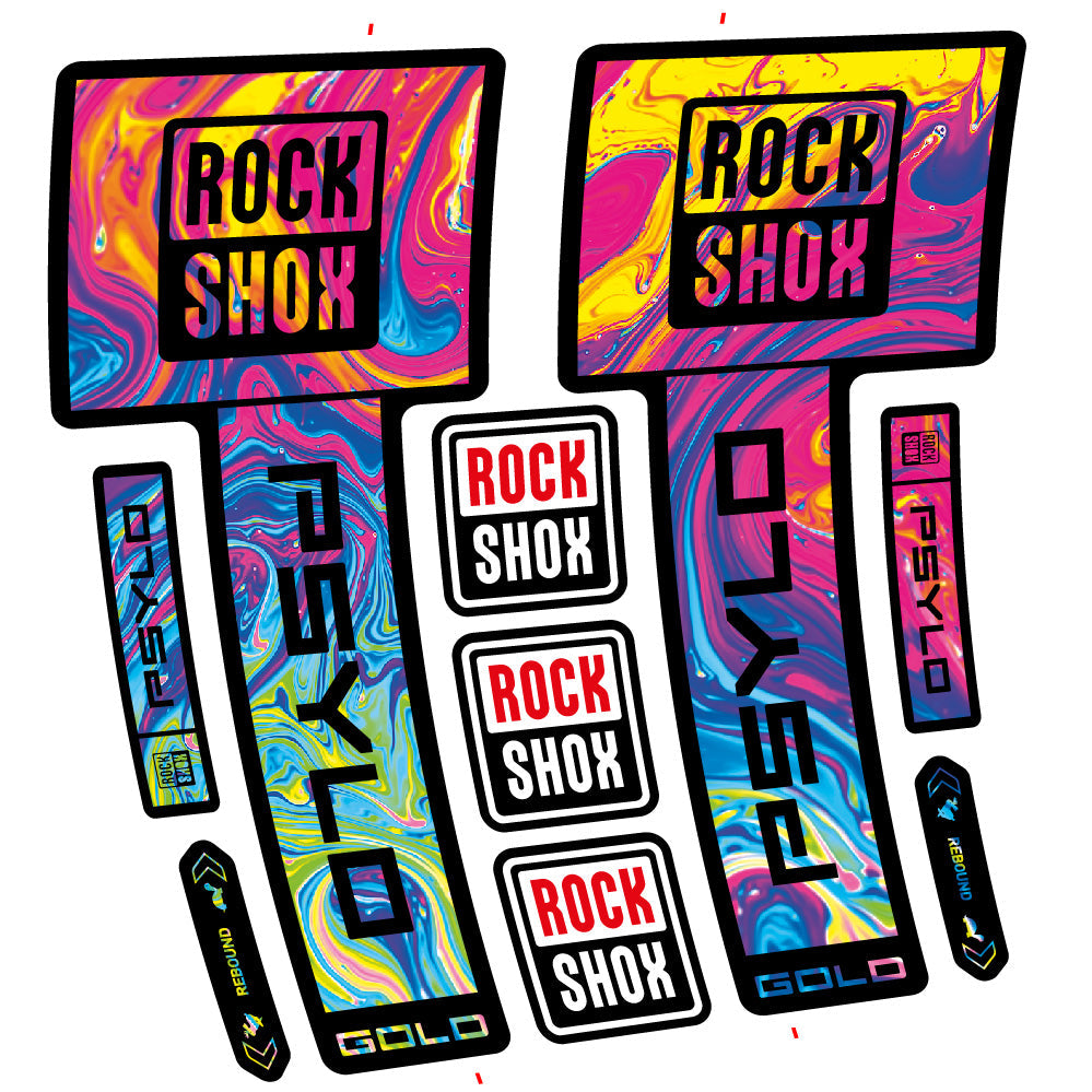 Stickers Rock Shox Psylo Gold 2025 compatibles Autocollants fourche VTT 29"