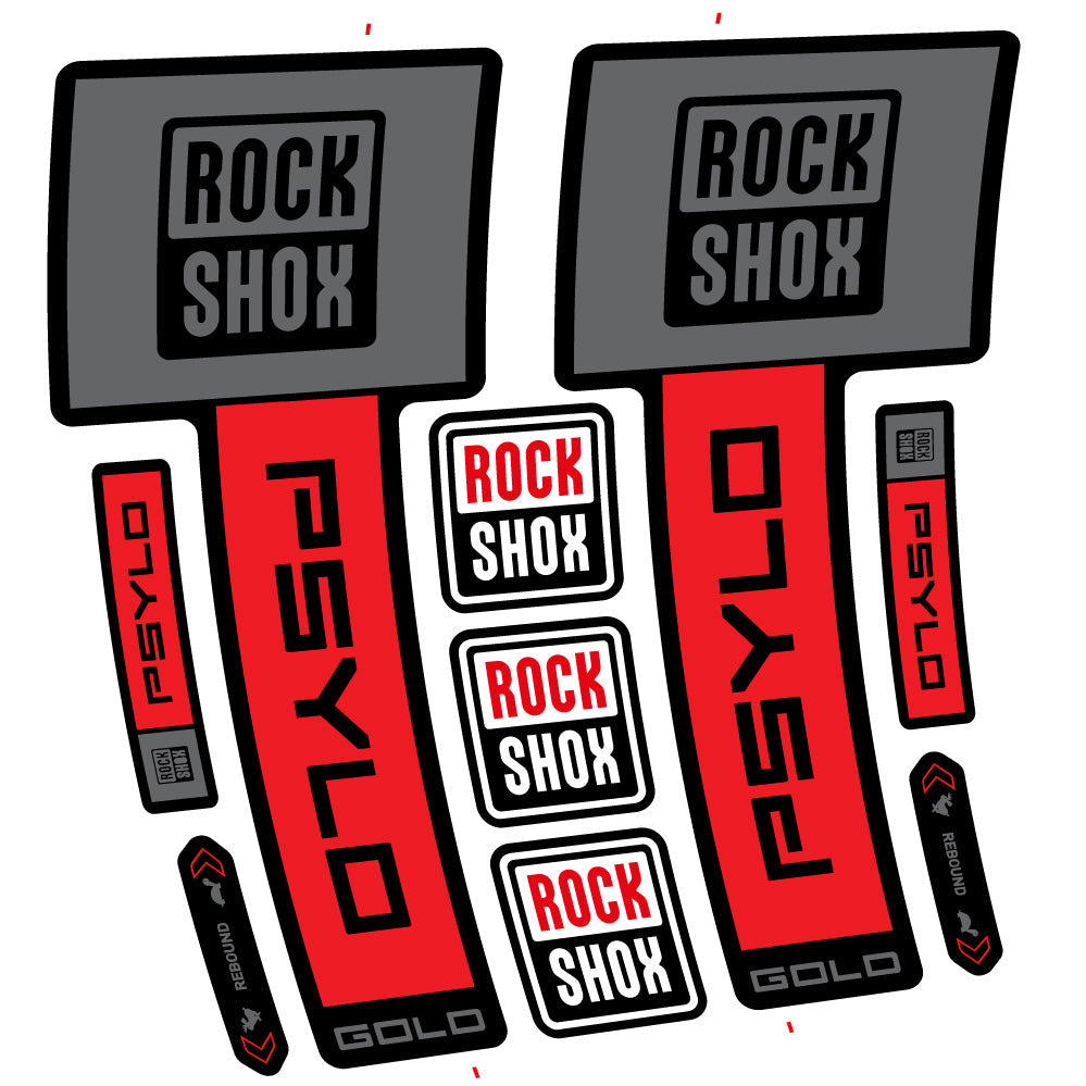 Stickers Rock Shox Psylo Gold 2025 compatibles Autocollants fourche VTT 29"