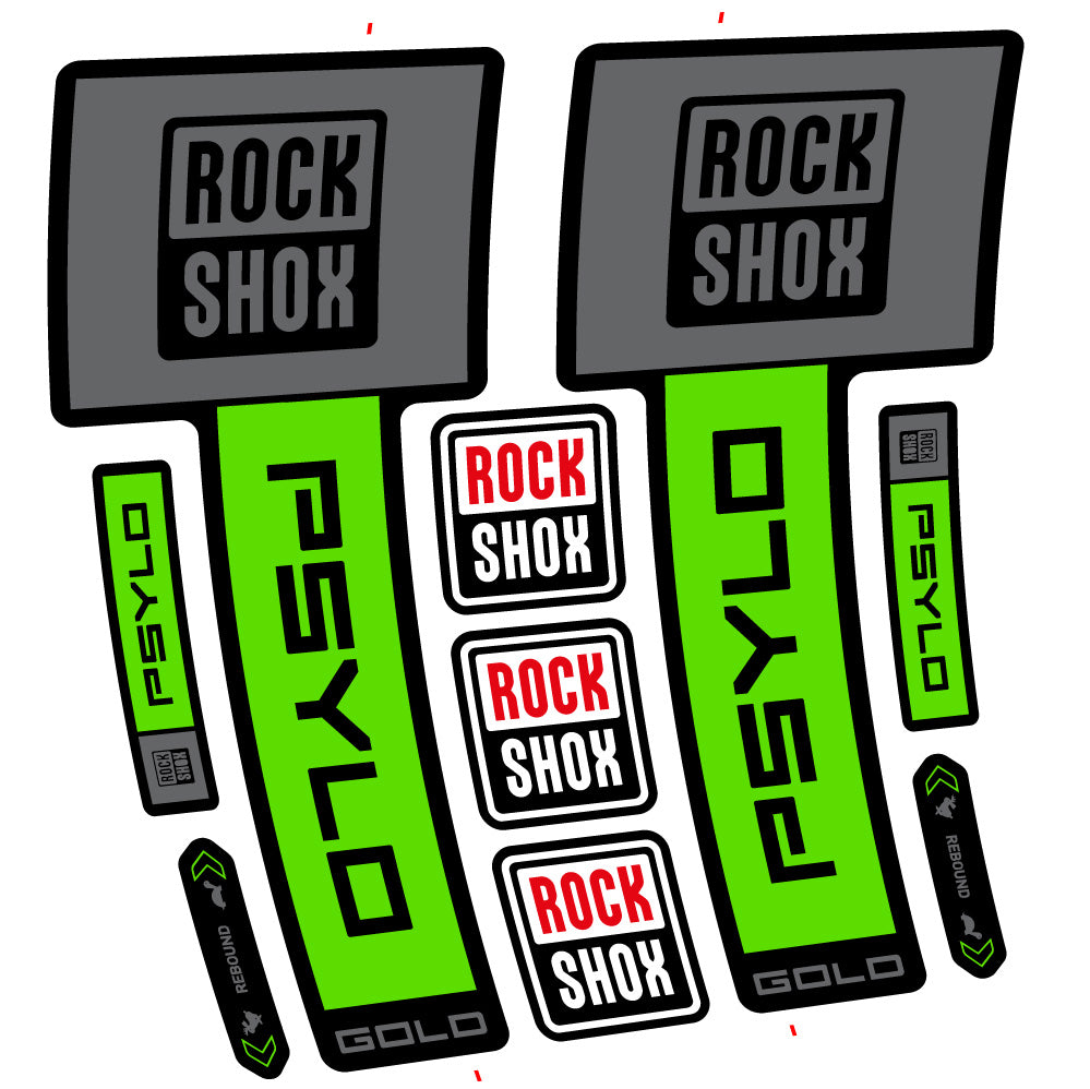 Stickers Rock Shox Psylo Gold 2025 compatibles Autocollants fourche VTT 29"
