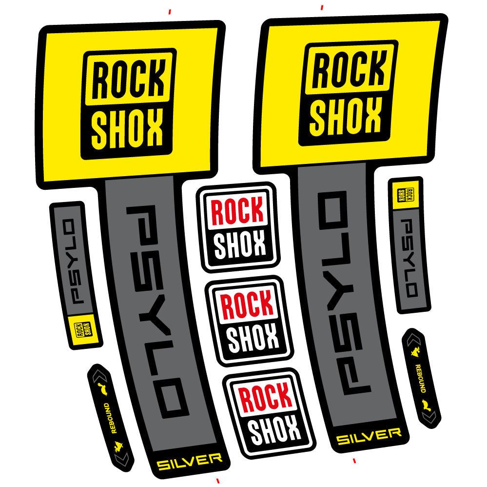Stickers Rock Shox Psylo Silver 2025 compatibles Autocollants fourche VTT 29"