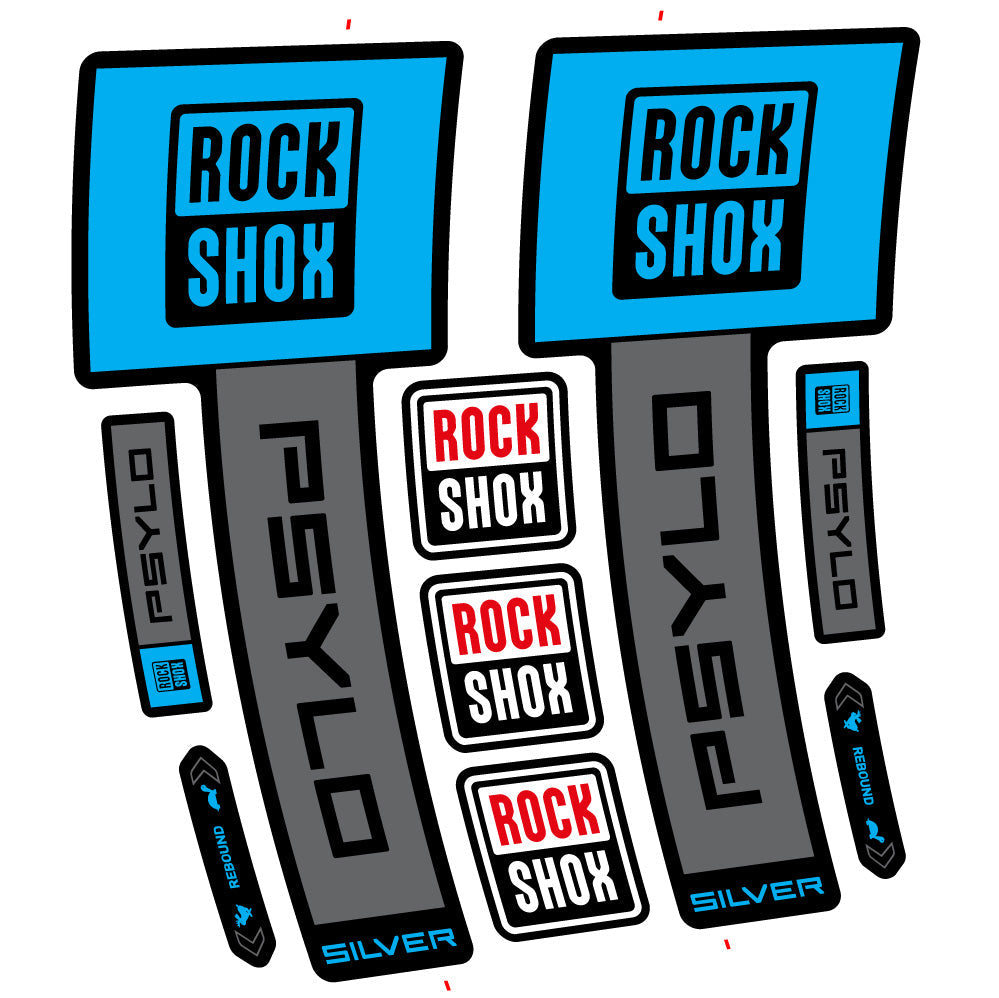 Stickers Rock Shox Psylo Silver 2025 compatibles Autocollants fourche VTT 29"