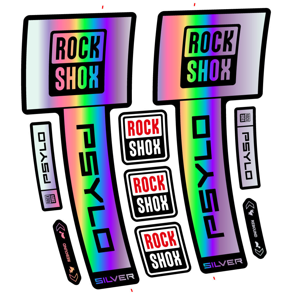 Stickers Rock Shox Psylo Silver 2025 compatibles Autocollants fourche VTT 29"