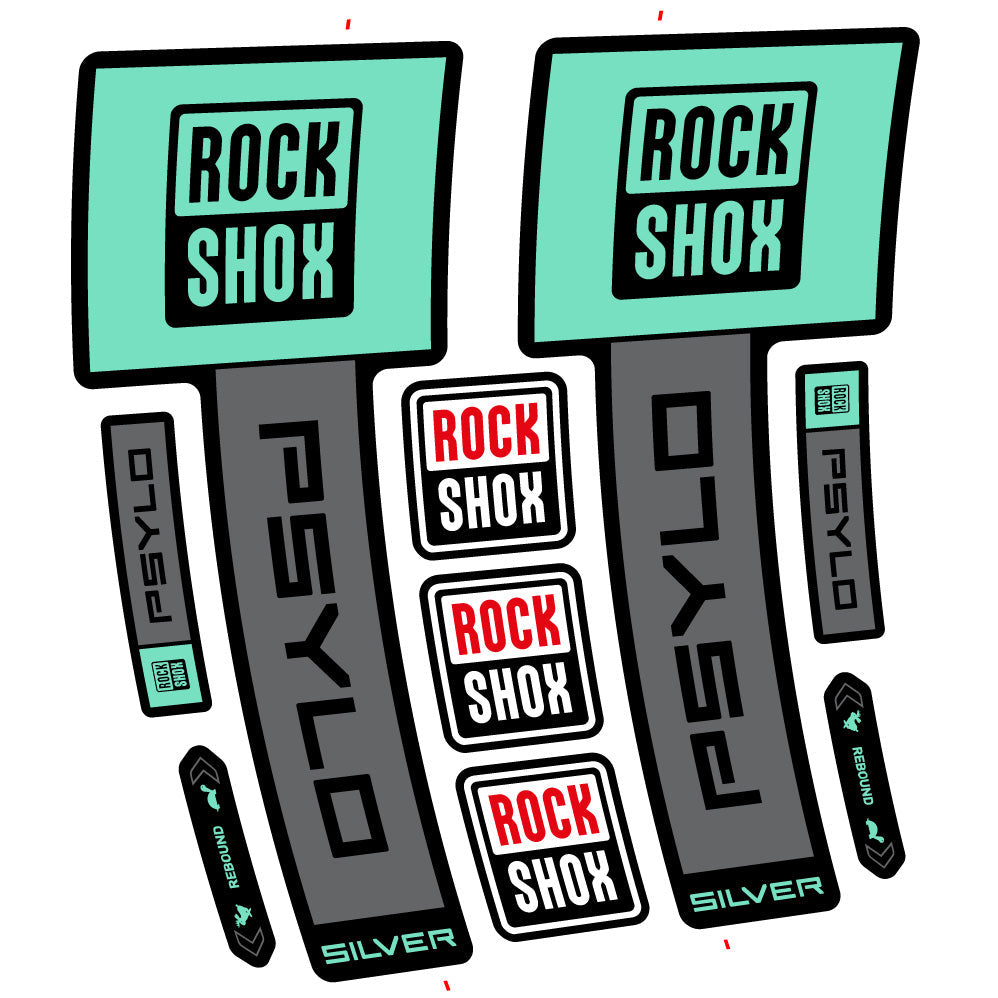 Stickers Rock Shox Psylo Silver 2025 compatibles Autocollants fourche VTT 29"
