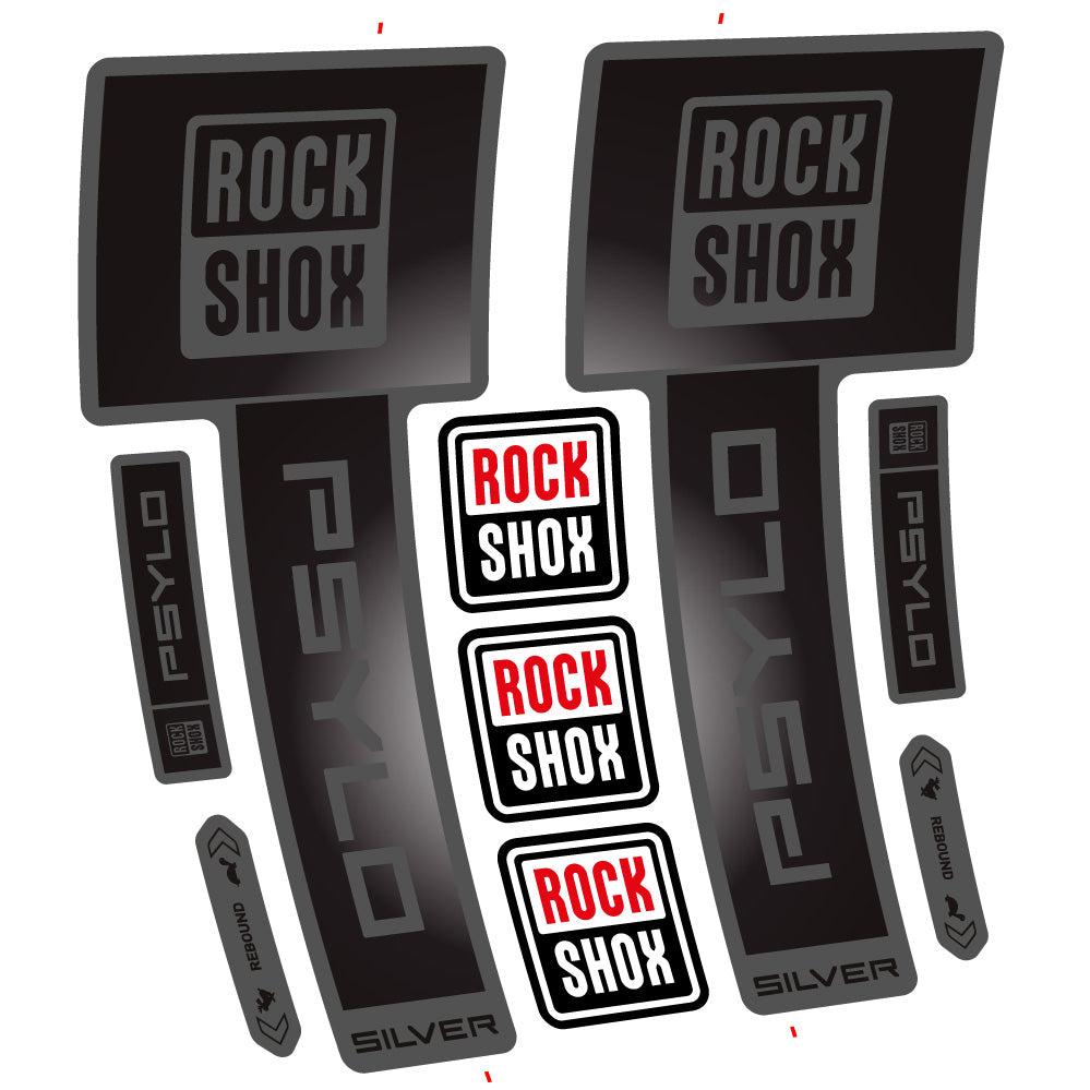 Stickers Rock Shox Psylo Silver 2025 compatibles Autocollants fourche VTT 29"