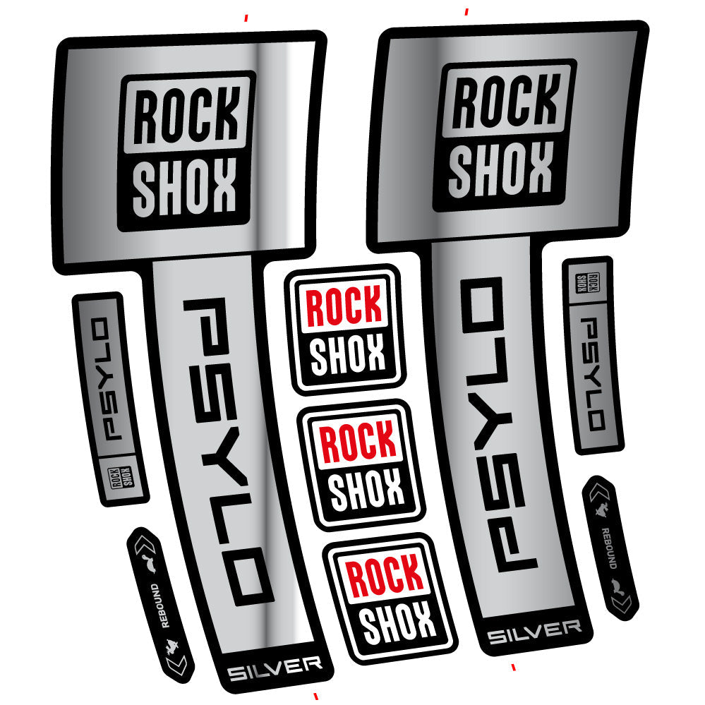 Stickers Rock Shox Psylo Silver 2025 compatibles Autocollants fourche VTT 29"