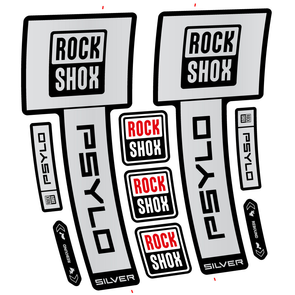 Stickers RockShox Psylo Silver 2025 compatibles - Autocollants fourche VTT