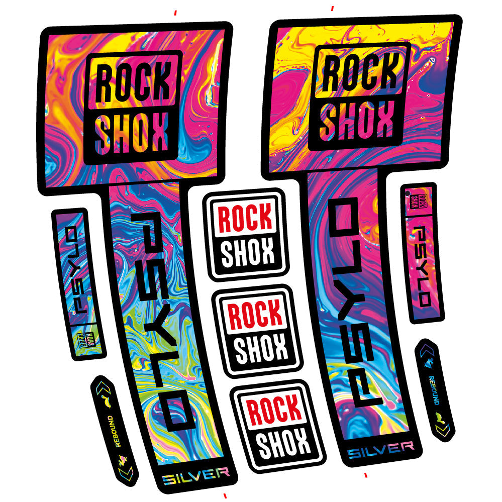 Stickers Rock Shox Psylo Silver 2025 compatibles Autocollants fourche VTT 29"