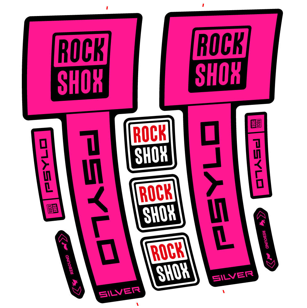 Stickers Rock Shox Psylo Silver 2025 compatibles Autocollants fourche VTT 29"