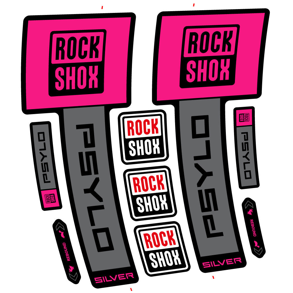 Stickers Rock Shox Psylo Silver 2025 compatibles Autocollants fourche VTT 29"
