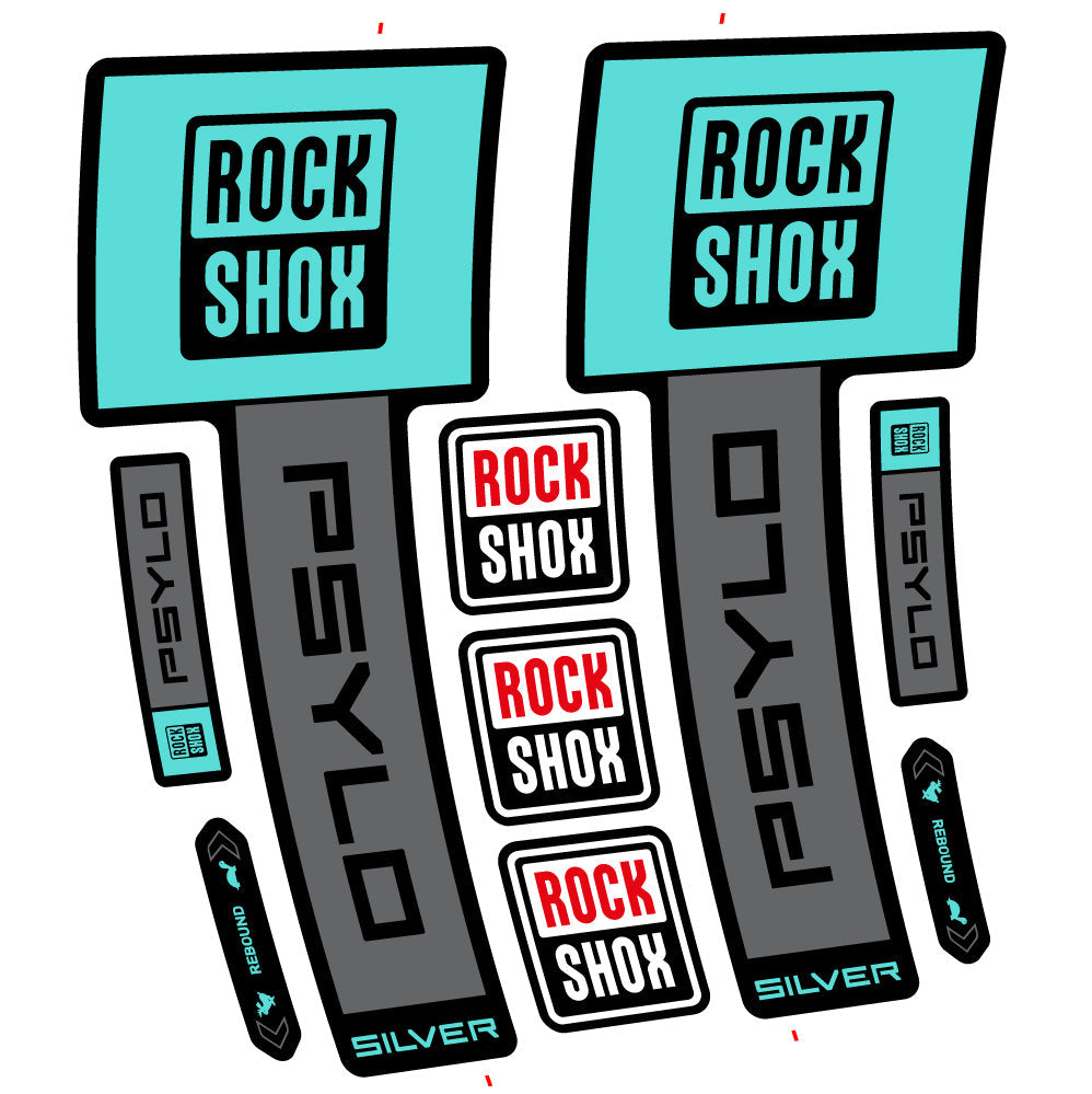 Stickers Rock Shox Psylo Silver 2025 compatibles Autocollants fourche VTT 29"
