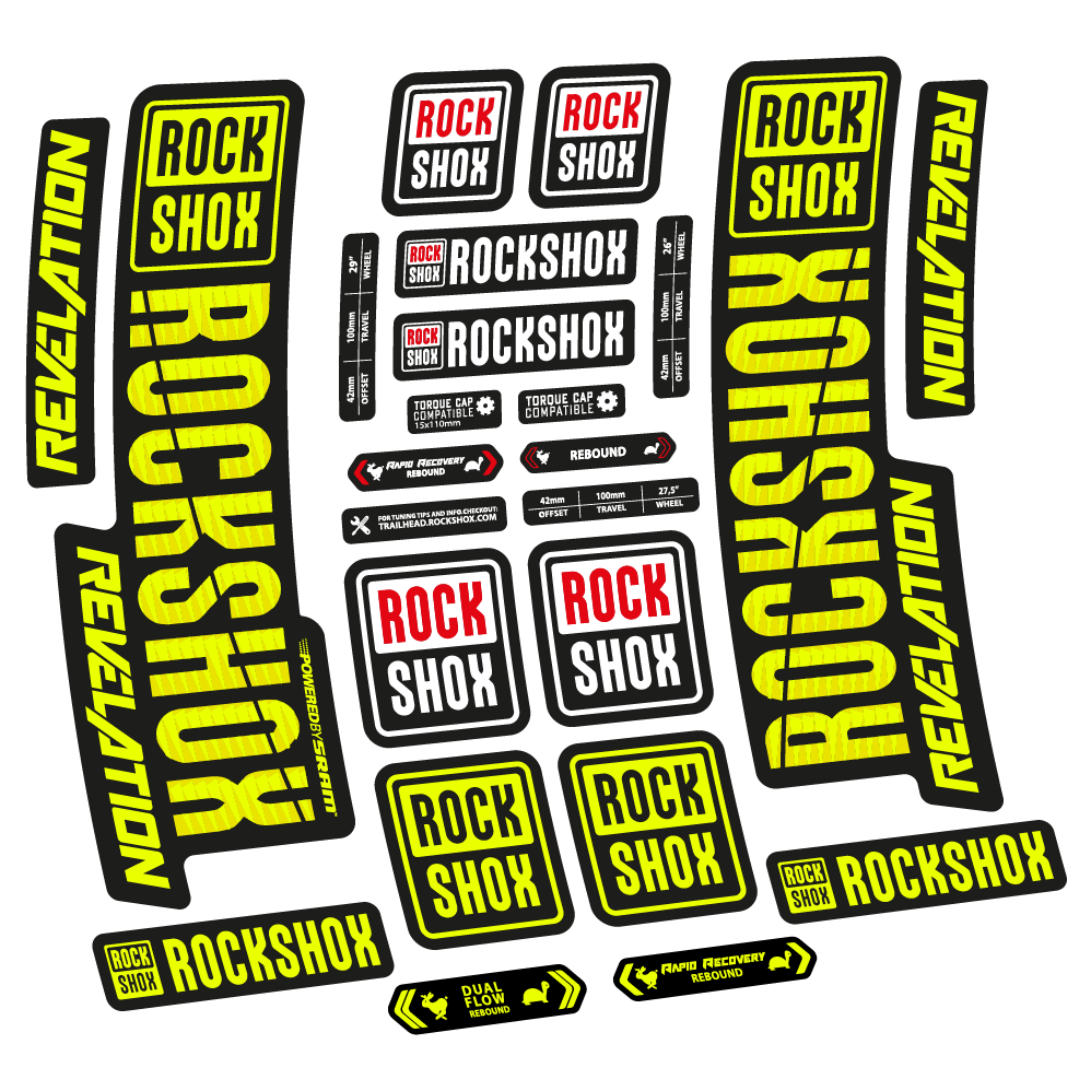 Stickers Rock Shox Revelation 2018 compatibles Autocollants fourche VTT