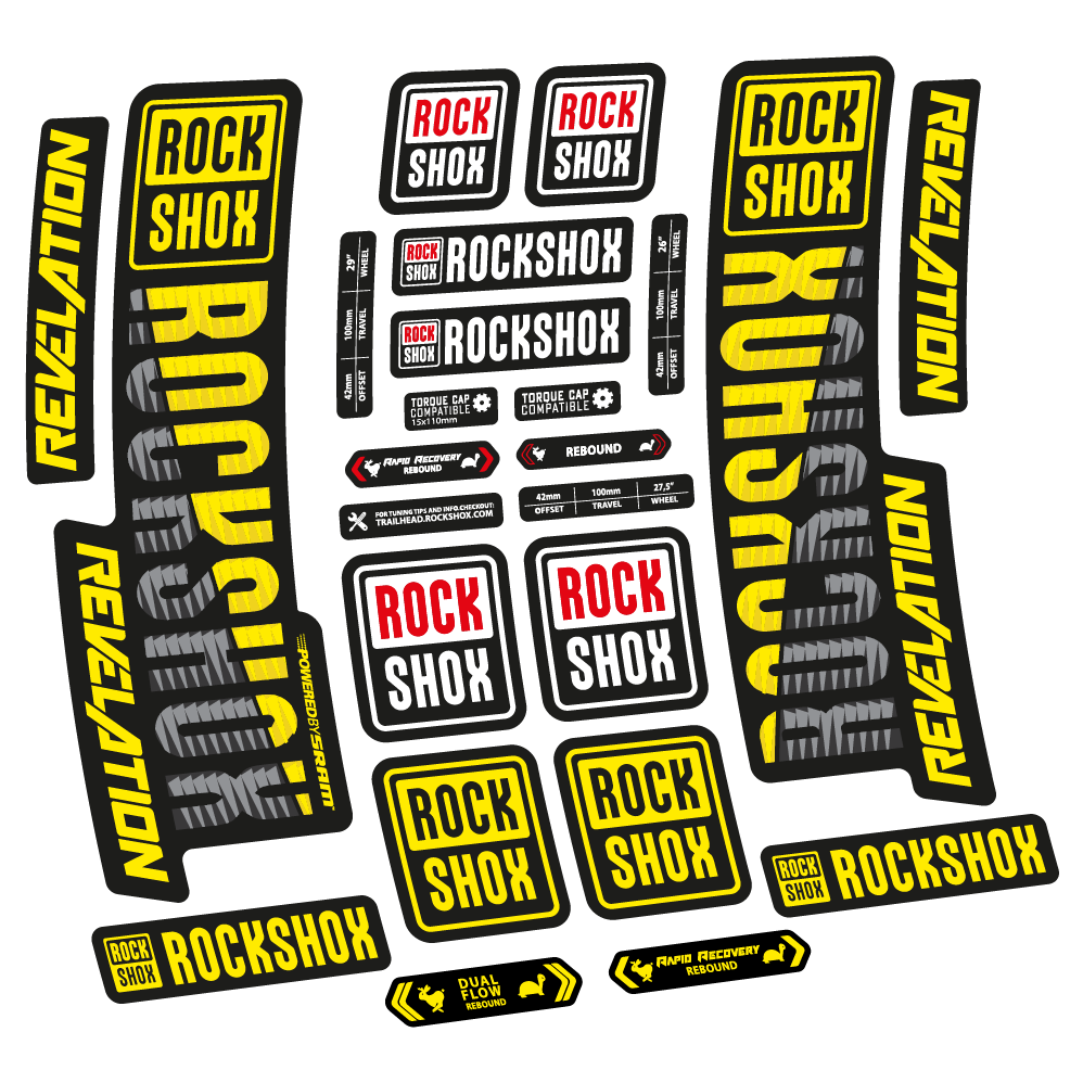 Stickers Rock Shox Revelation 2018 compatibles Autocollants fourche VTT