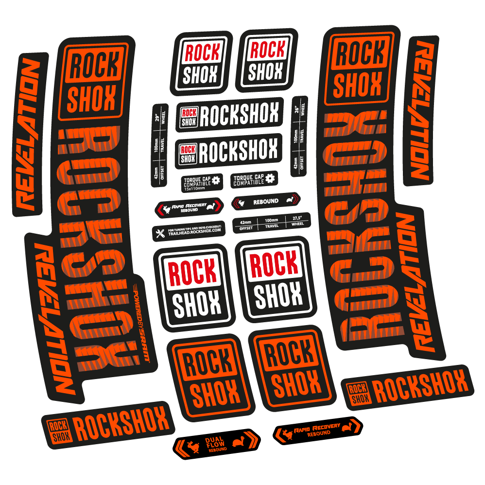 Stickers Rock Shox Revelation 2018 compatibles Autocollants fourche VTT