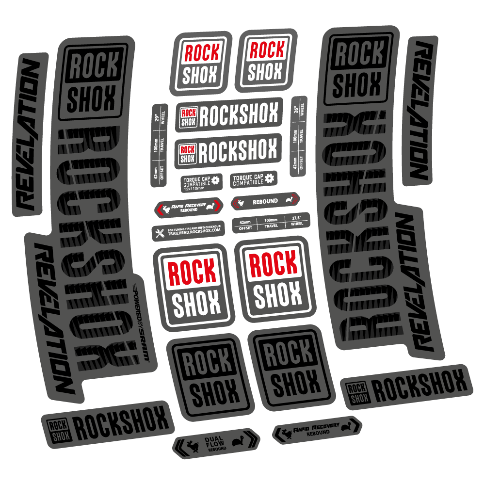 Stickers Rock Shox Revelation 2018 compatibles Autocollants fourche VTT