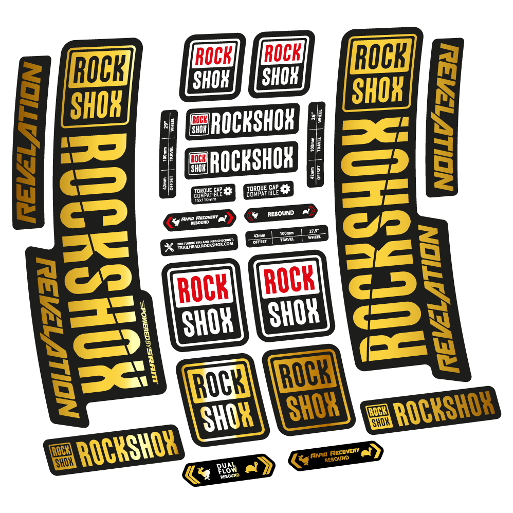 Stickers Rock Shox Revelation 2018 compatibles Autocollants fourche VTT