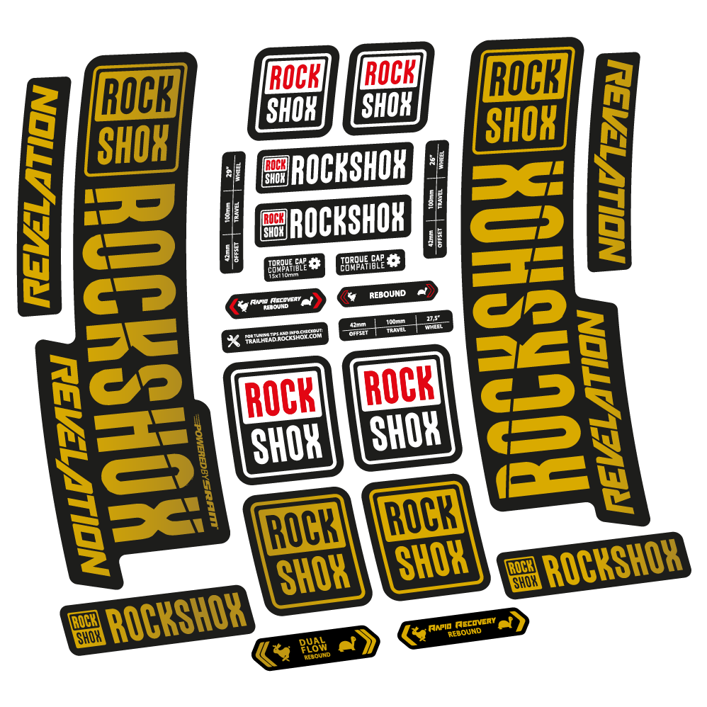 Stickers Rock Shox Revelation 2018 compatibles Autocollants fourche VTT