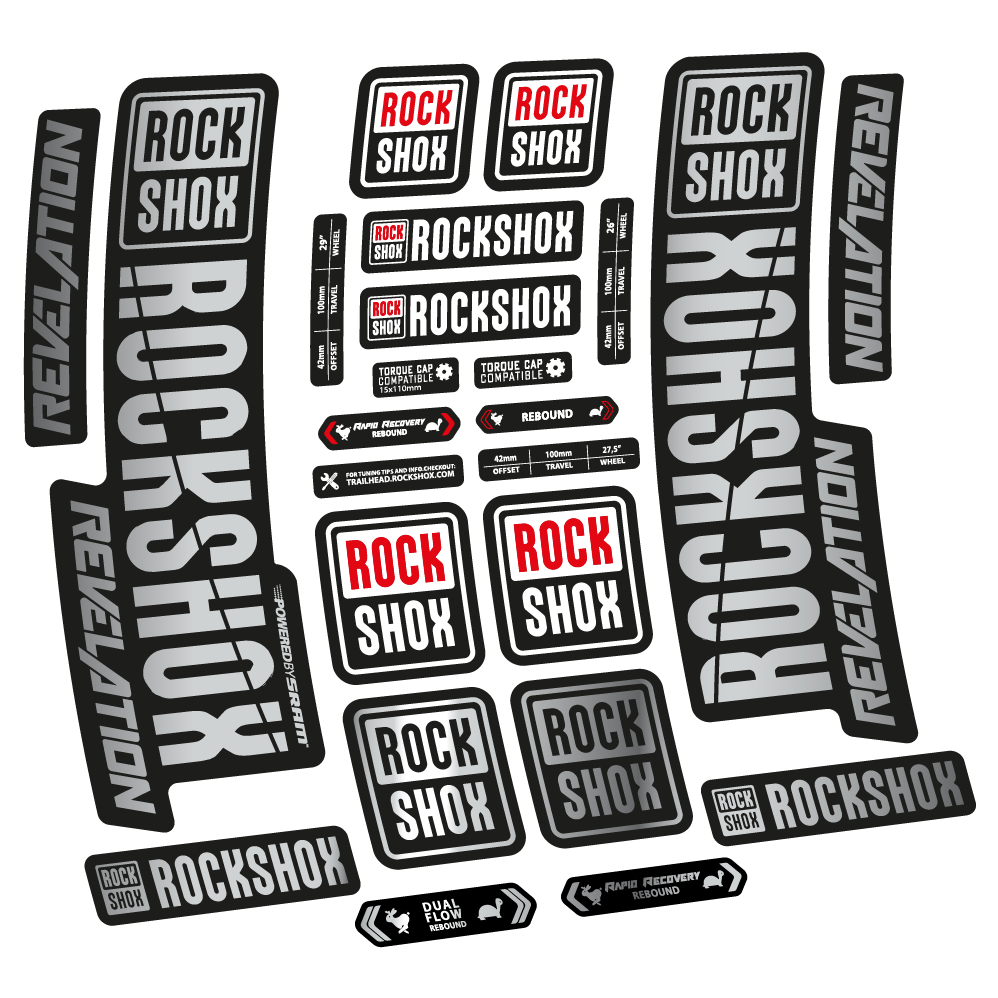 Stickers Rock Shox Revelation 2018 compatibles Autocollants fourche VTT