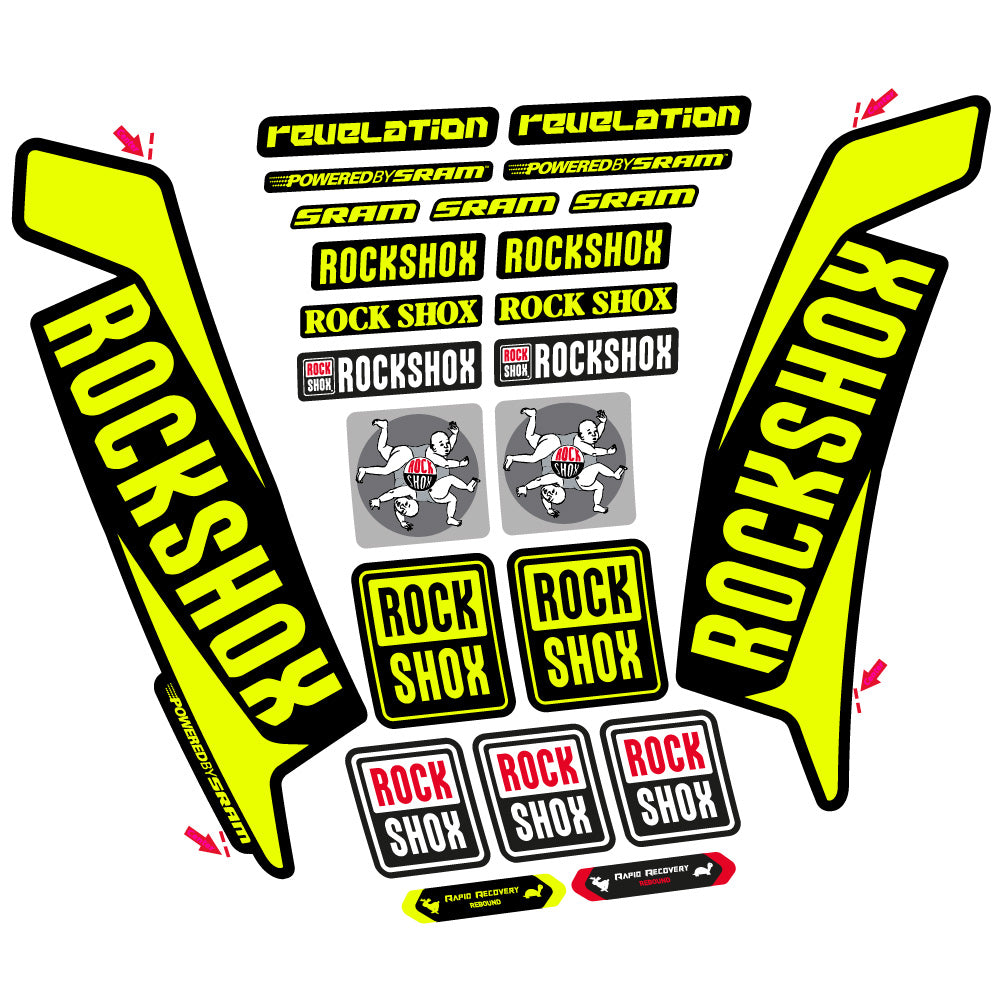 Stickers Rock Shox Revelation 2016 compatibles - Autocollants fourche VTT