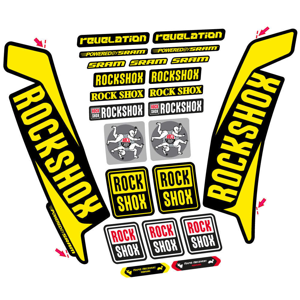 Stickers Rock Shox Revelation 2016 compatibles - Autocollants fourche VTT