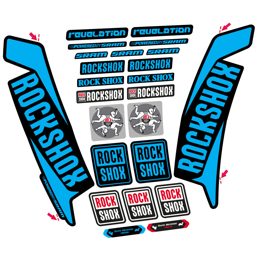 Stickers Rock Shox Revelation 2016 compatibles - Autocollants fourche VTT