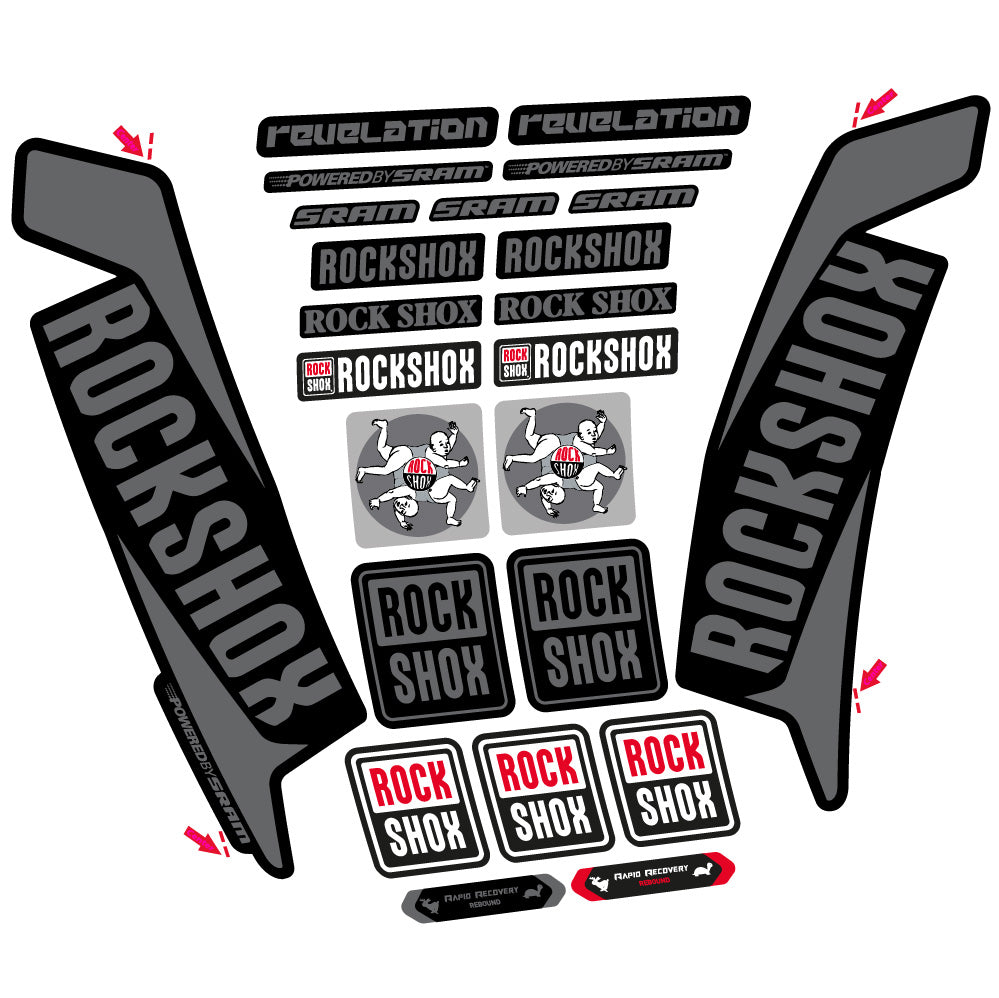 Stickers Rock Shox Revelation 2016 compatibles Autocollants fourche VTT 29"
