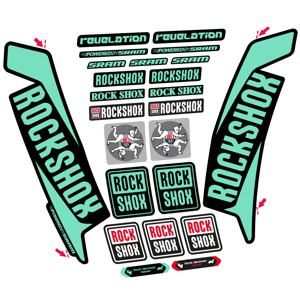 Stickers Rock Shox Revelation 2016 compatibles Autocollants fourche VTT 29"