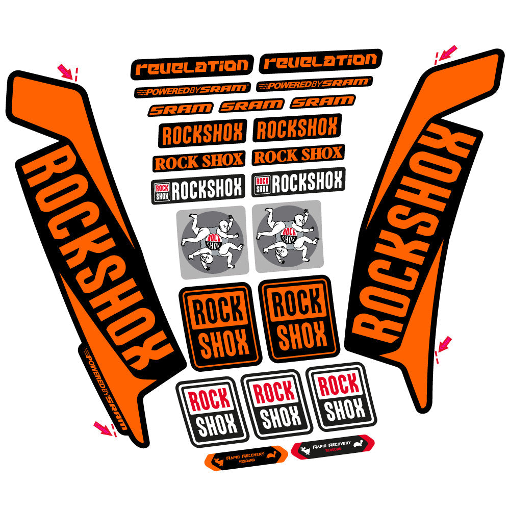 Stickers Rock Shox Revelation 2016 compatibles - Autocollants fourche VTT