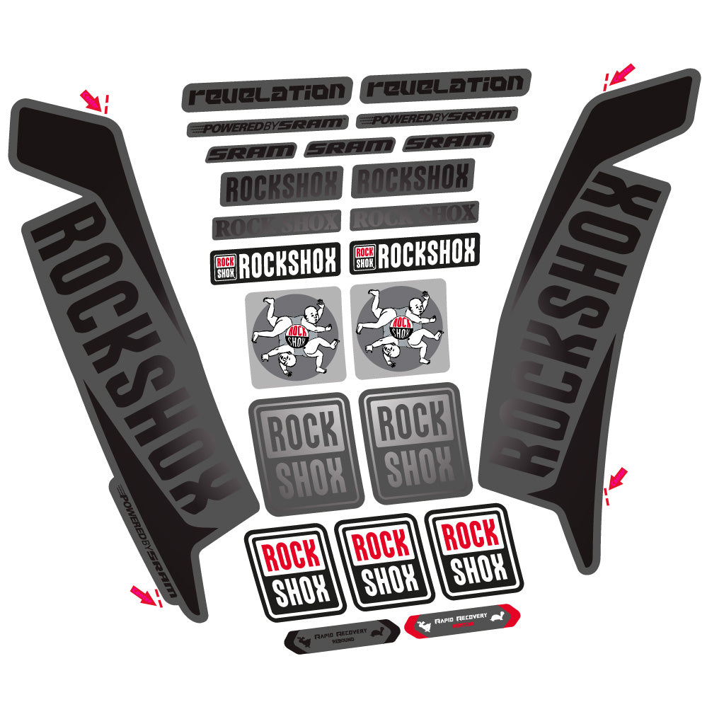 Stickers Rock Shox Revelation 2016 compatibles Autocollants fourche VTT 29"