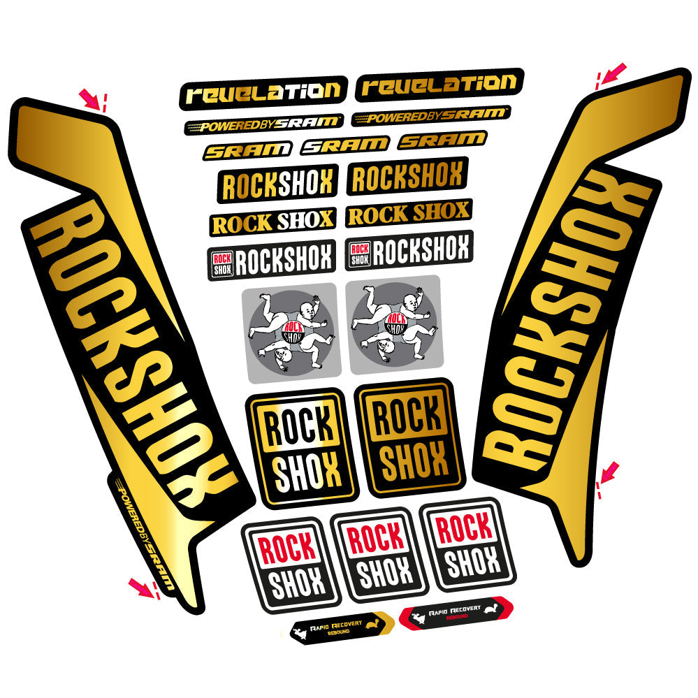 Stickers Rock Shox Revelation 2016 compatibles Autocollants fourche VTT 29"