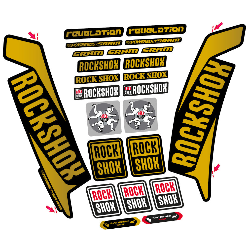 Stickers Rock Shox Revelation 2016 compatibles - Autocollants fourche VTT