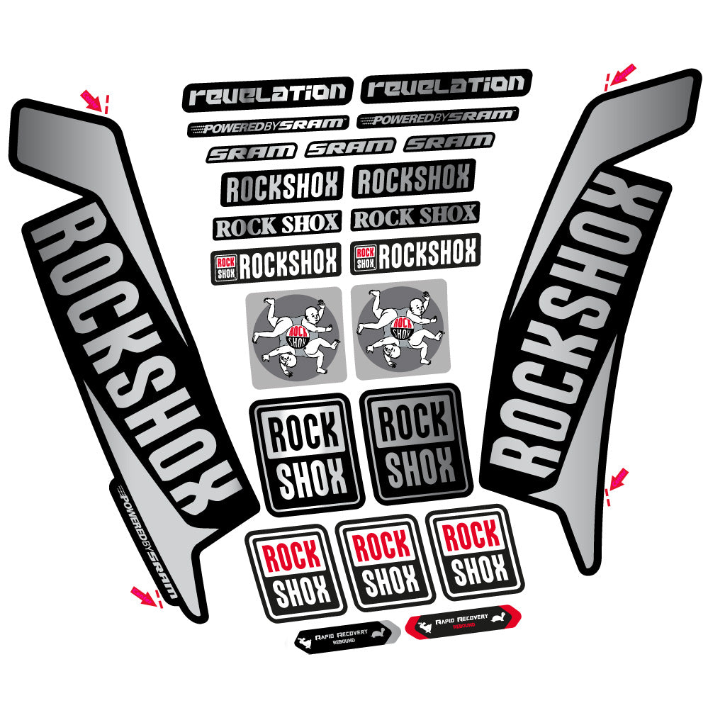 Stickers Rock Shox Revelation 2016 compatibles - Autocollants fourche VTT