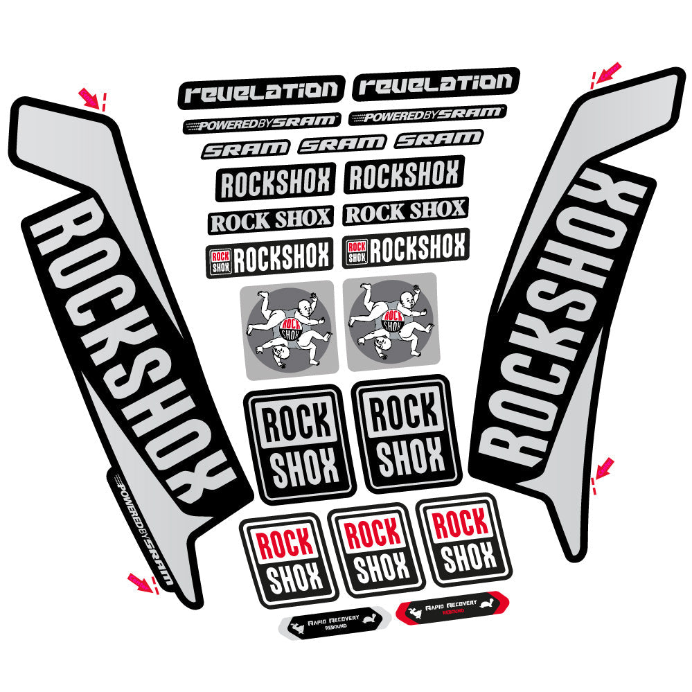 Stickers Rock Shox Revelation 2016 compatibles Autocollants fourche VTT 29"
