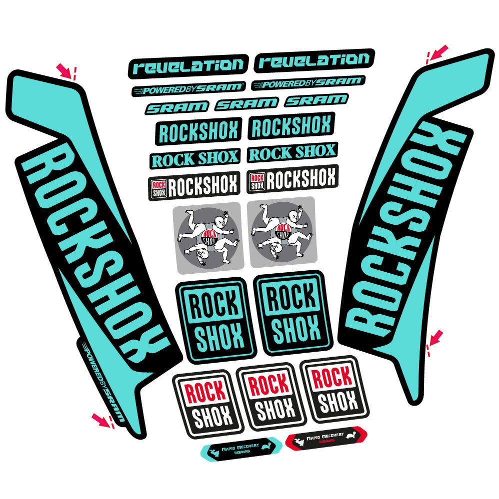 Stickers Rock Shox Revelation 2016 compatibles Autocollants fourche VTT 29"