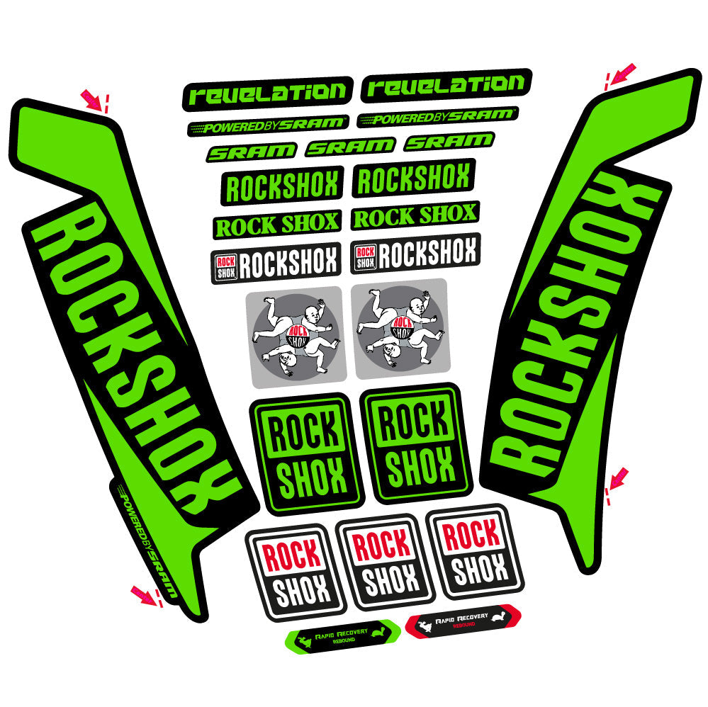 Stickers Rock Shox Revelation 2016 compatibles Autocollants fourche VTT 29"
