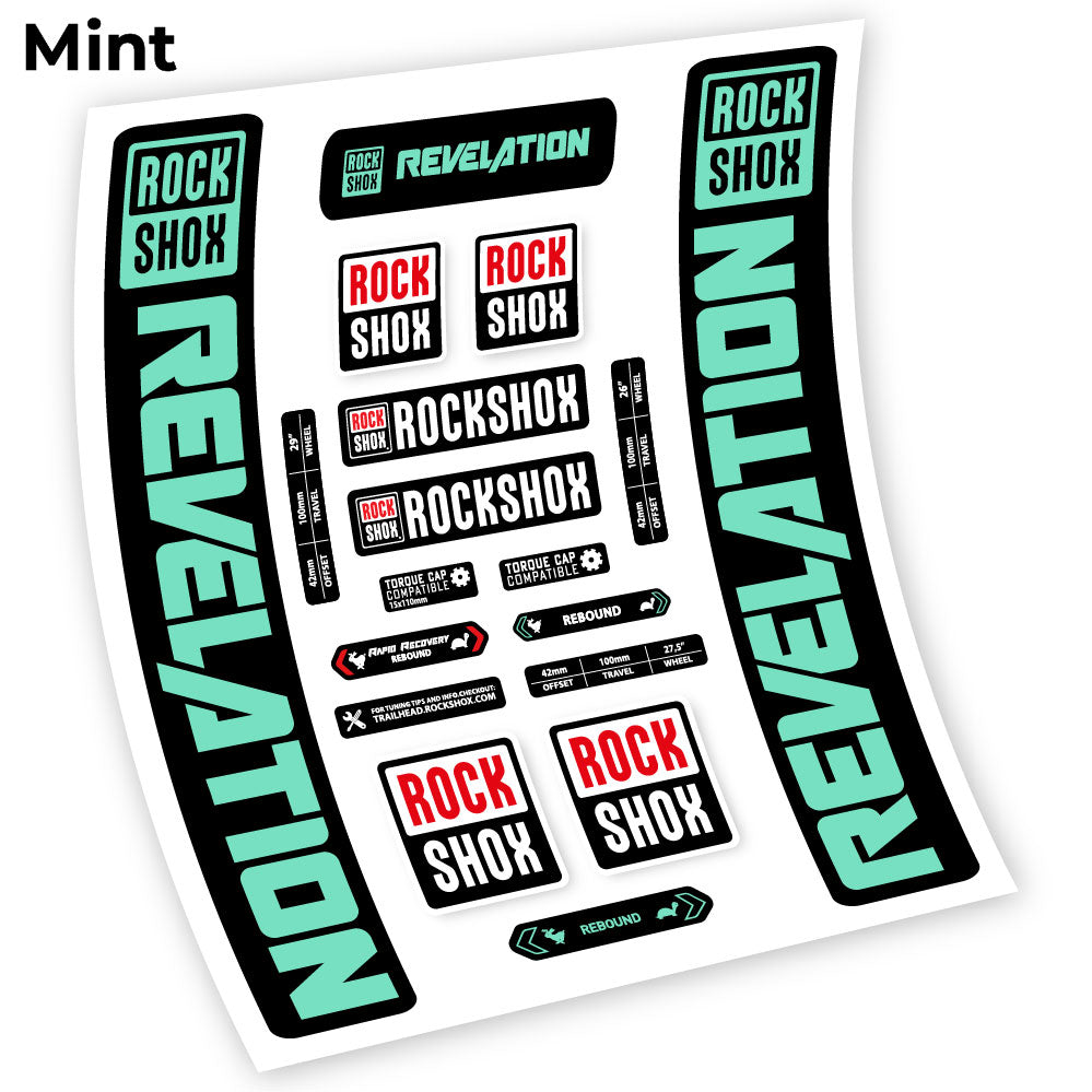 Stickers Rock Shox Revelation 2021 compatibles Autocollants fourche VTT
