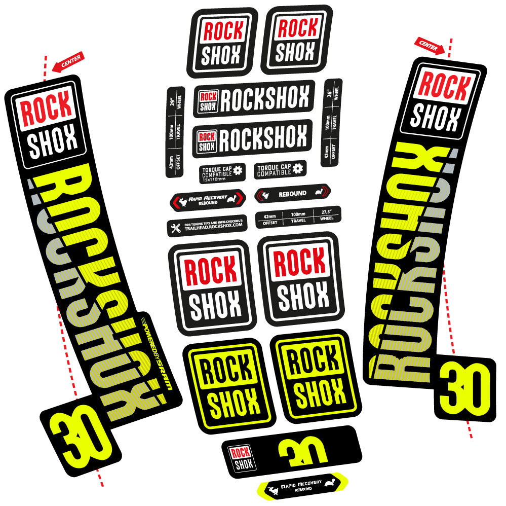 Stickers Rock Shox TK30 2018 compatibles - Autocollants fourche VTT