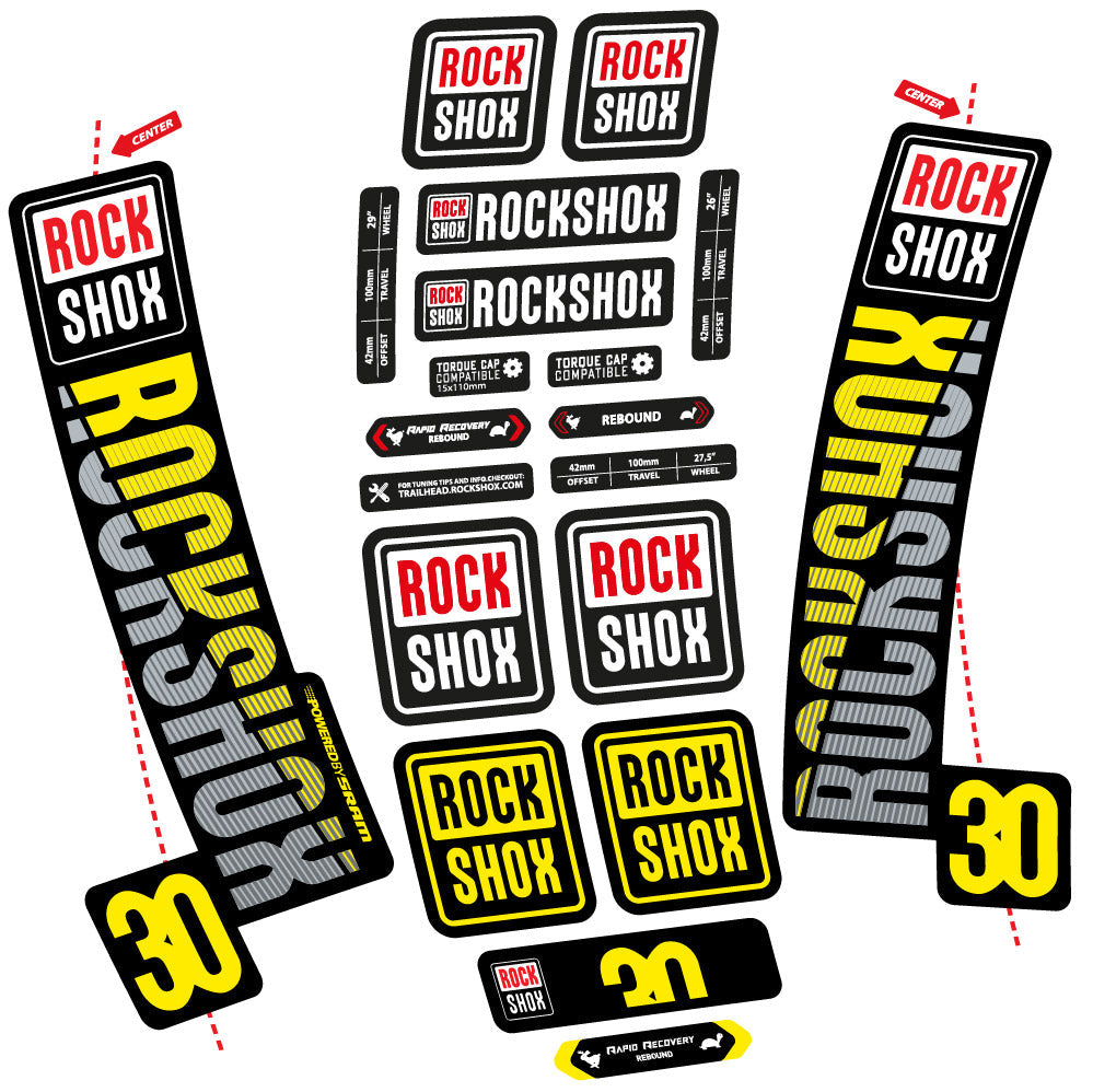 Stickers Rock Shox TK30 2018 compatibles Autocollants fourche VTT 29"