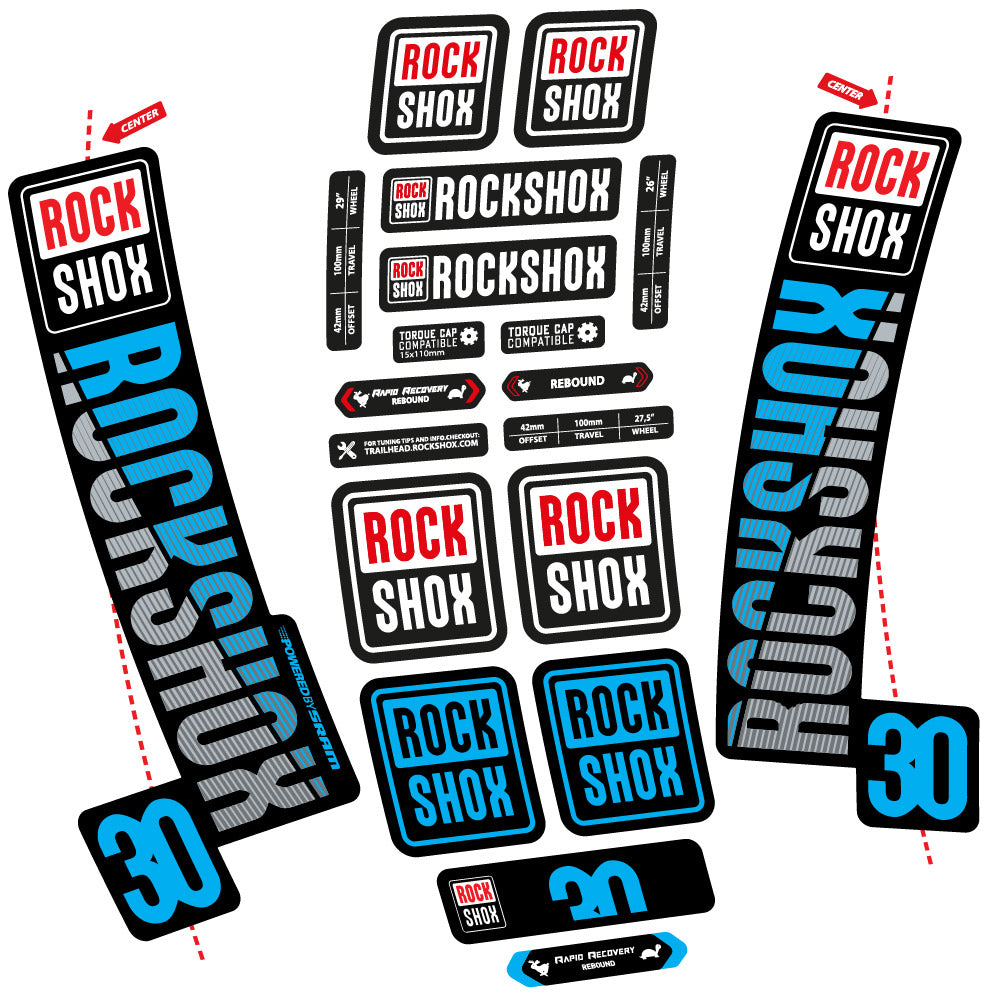 Stickers Rock Shox TK30 2018 compatibles - Autocollants fourche VTT