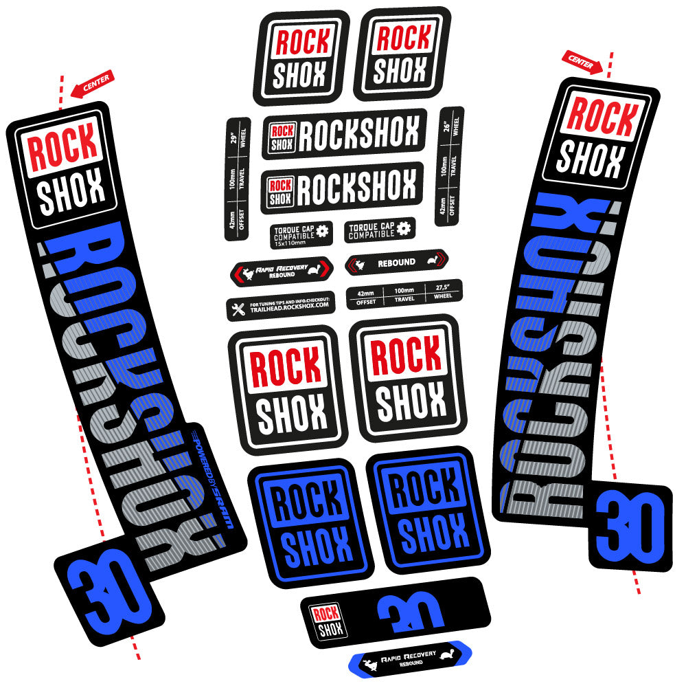 Stickers Rock Shox TK30 2018 compatibles Autocollants fourche VTT 29"