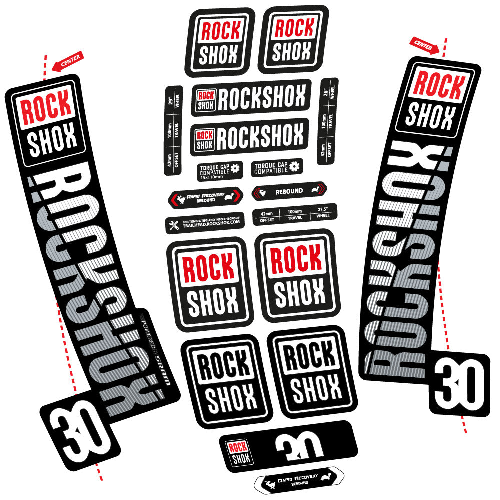Stickers Rock Shox TK30 2018 compatibles Autocollants fourche VTT 29"