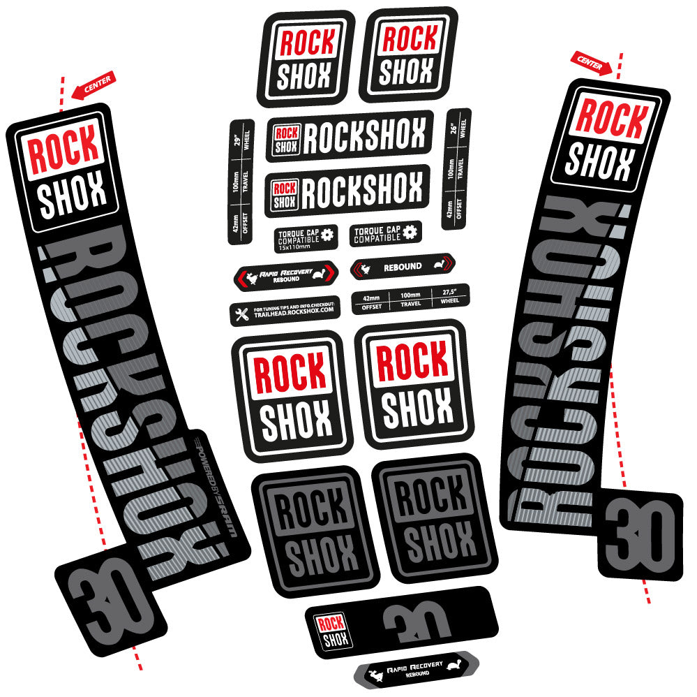 Stickers Rock Shox TK30 2018 compatibles - Autocollants fourche VTT
