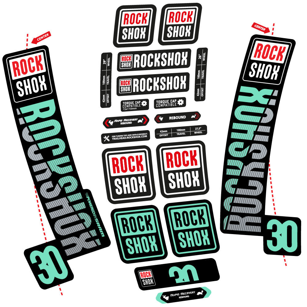 Stickers Rock Shox TK30 2018 compatibles Autocollants fourche VTT 29"