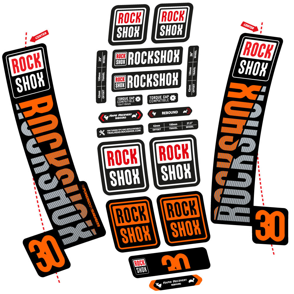 Stickers Rock Shox TK30 2018 compatibles - Autocollants fourche VTT