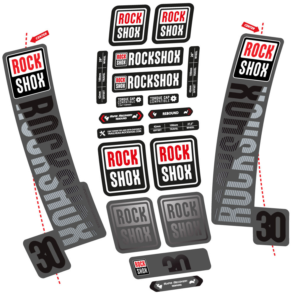 Stickers Rock Shox TK30 2018 compatibles Autocollants fourche VTT 29"