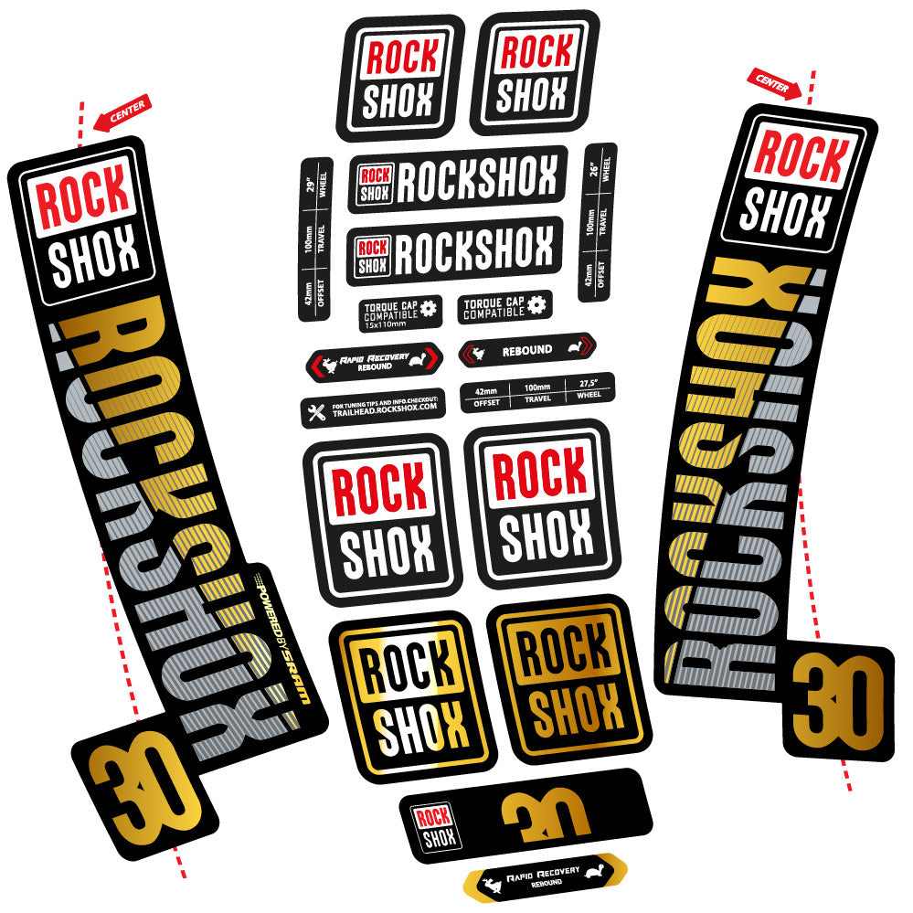 Stickers Rock Shox TK30 2018 compatibles Autocollants fourche VTT 29"