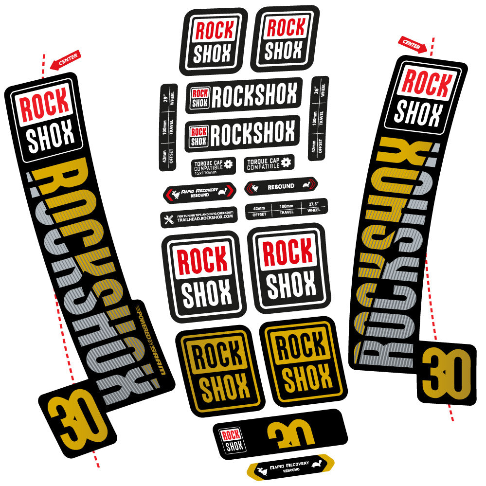 Stickers Rock Shox TK30 2018 compatibles - Autocollants fourche VTT