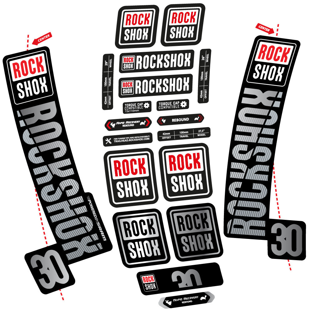 Stickers Rock Shox TK30 2018 compatibles - Autocollants fourche VTT