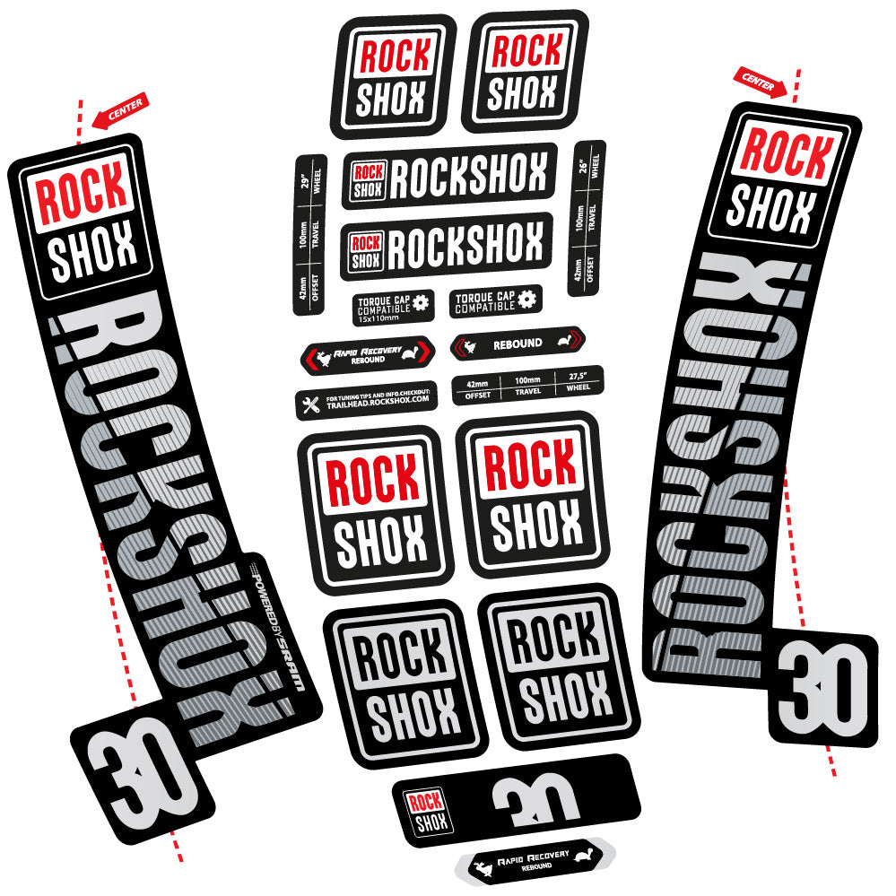 Stickers Rock Shox TK30 2018 compatibles Autocollants fourche VTT 29"