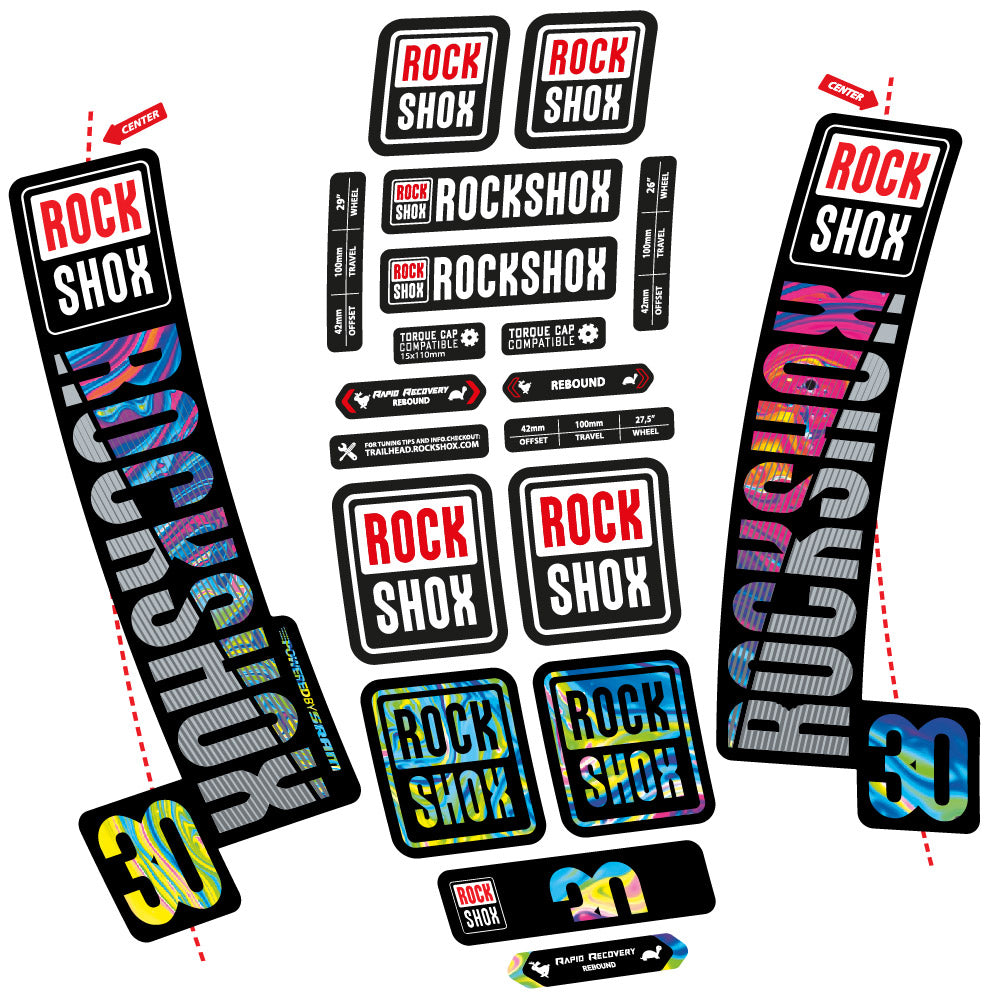 Stickers Rock Shox TK30 2018 compatibles - Autocollants fourche VTT