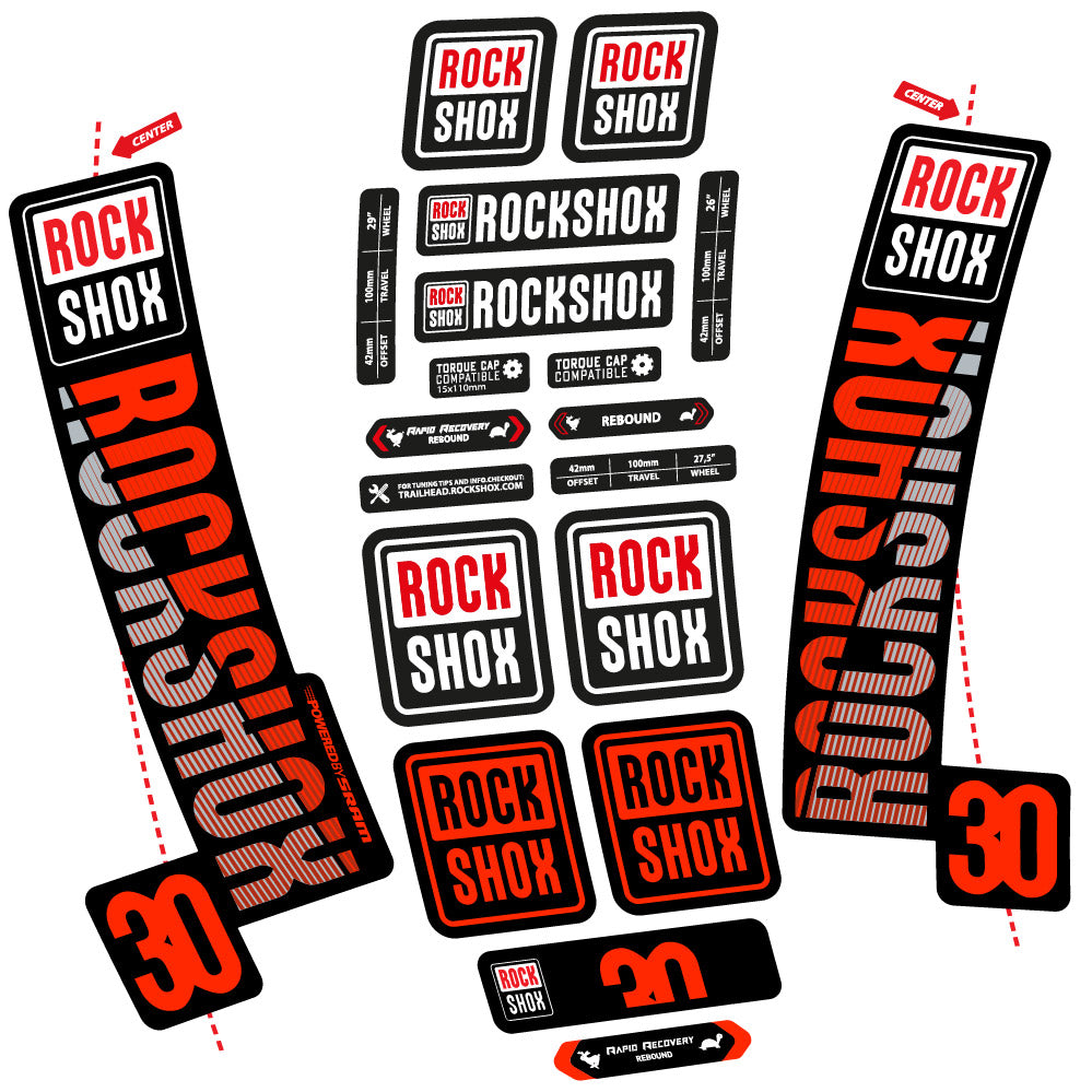 Stickers Rock Shox TK30 2018 compatibles - Autocollants fourche VTT